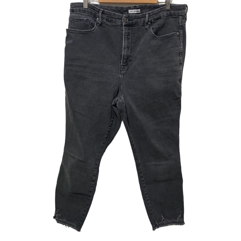 Good American Good Curve Black Jeans Frayed hem sz 18 36